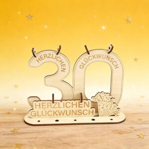 30th Money Gift Wooden Decoration, Holz Deko Zahl 30 Für Geburtstag, Tischdeko Und Geschenk Zum 30. Geburtstag Für Männer Und Frauen-Partyzubehör-Set