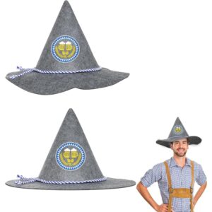 2 Pack Traditional Carnival Hat Oktoberfest Costume Accessories For Adults, Felt Tyrolean Hat For Halloween, Cosplay, Themed Parties & Events
