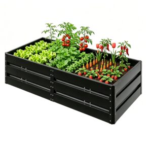 Outdoor Metal Raised Garden Bed With 6 Support Poles,Large Deep Root Box Planter For Vegetables Flowers Herbs,207 Gallon, 6.3x3.1x1.5ft